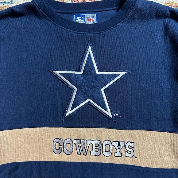 Vintage Starter Dallas Cowboys 1/2 Sleeve Sweatshirt Size XL - Picture 4 of 6